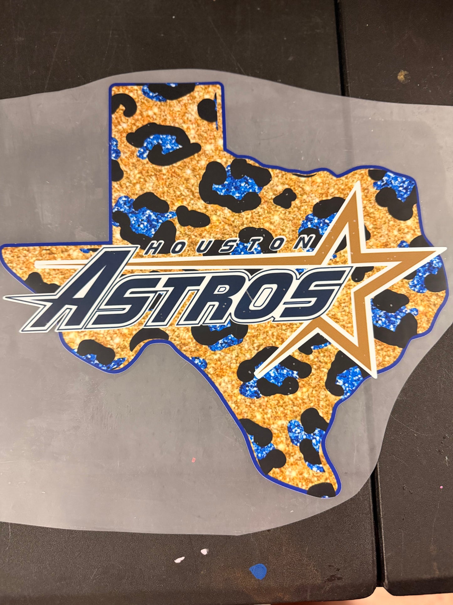 DESTASH - HOUSTON ASTROS/GLITTER LEOPARD PRINT/BLUE&GOLD - 072