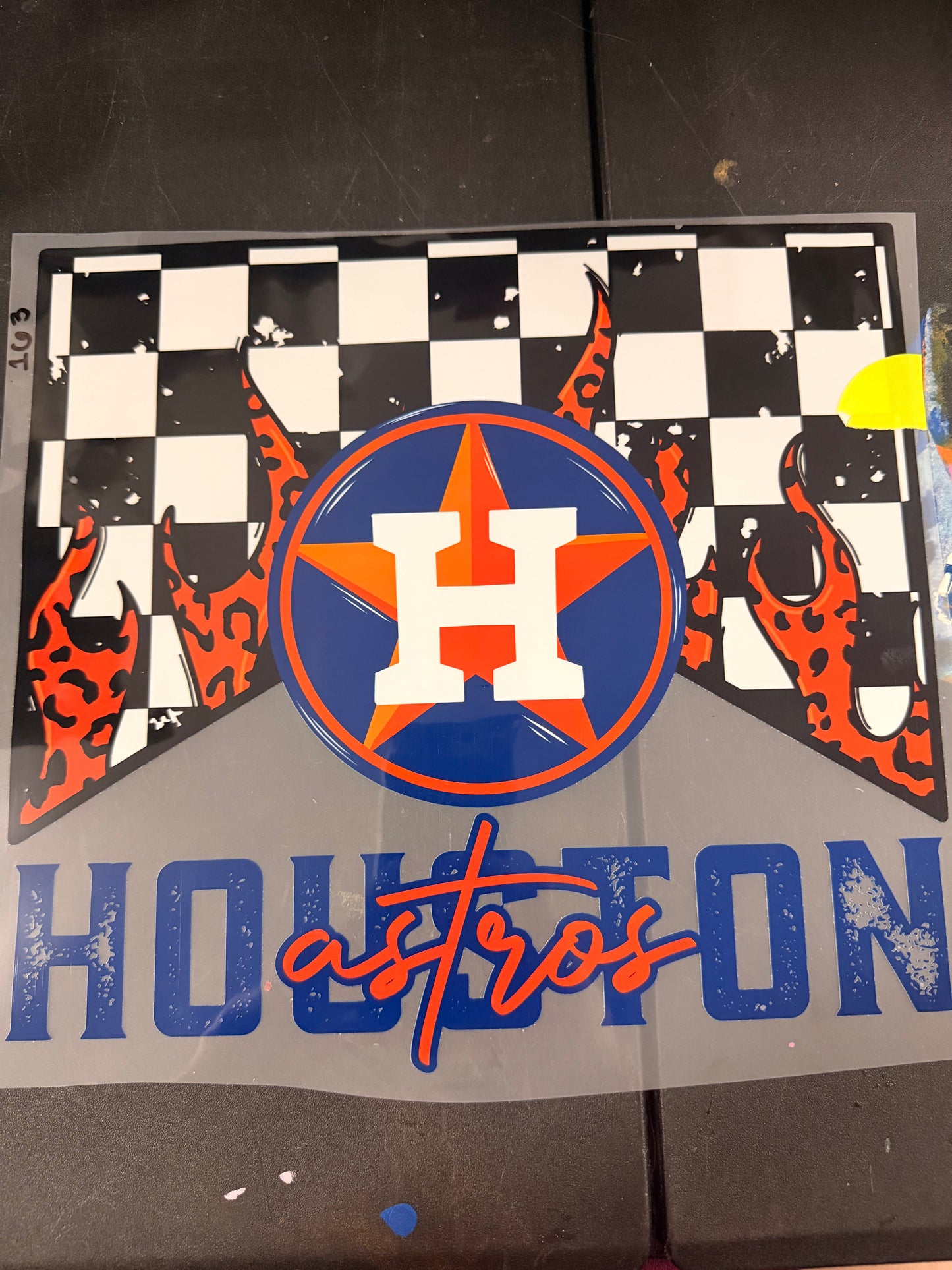 DESTASH - HOUSTON ASTROS SCRIPT/FIRE CHECKERED PRINT - 163