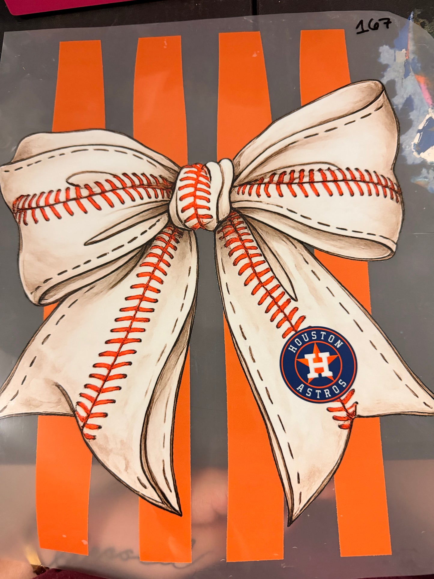 DESTASH - ASTROS/ORANGE STRIPES/BASEBALL BOW - 167