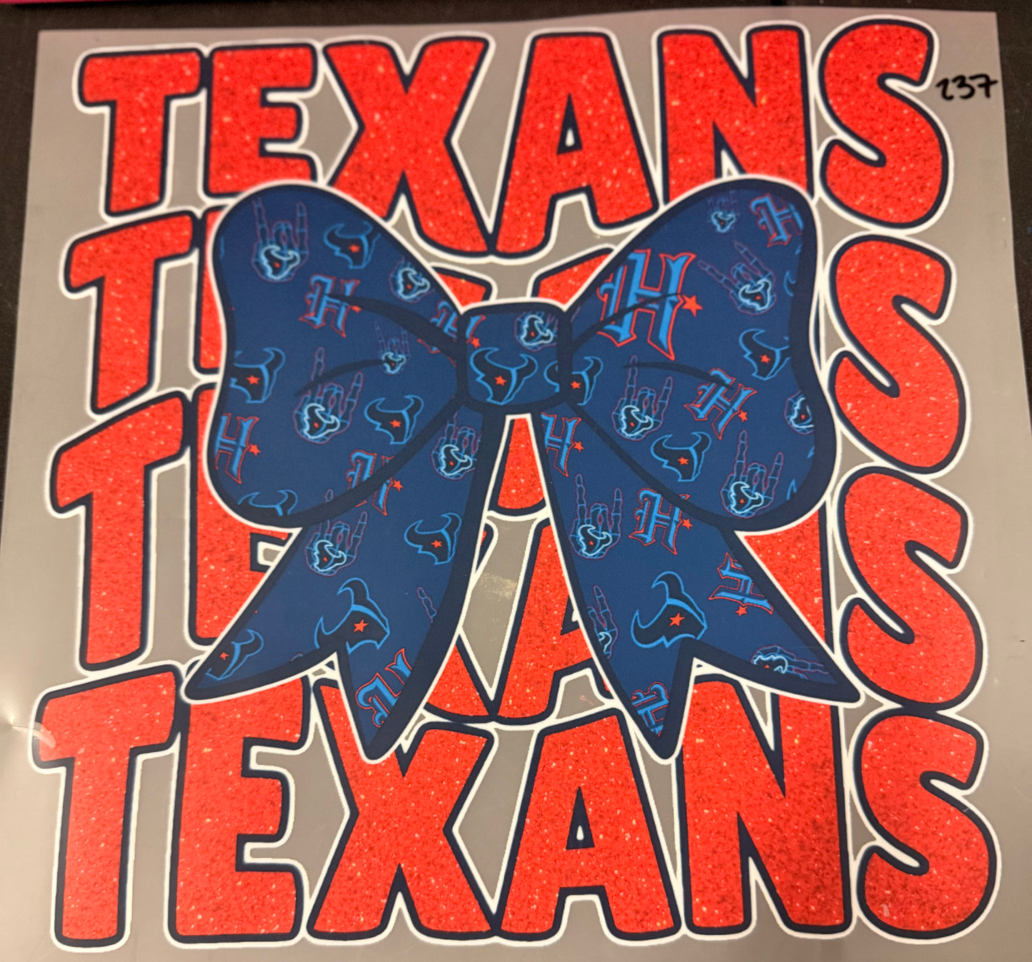 DESTASH - 237 - TEXANS GLITTER SCRIPT/TEXANS BOW