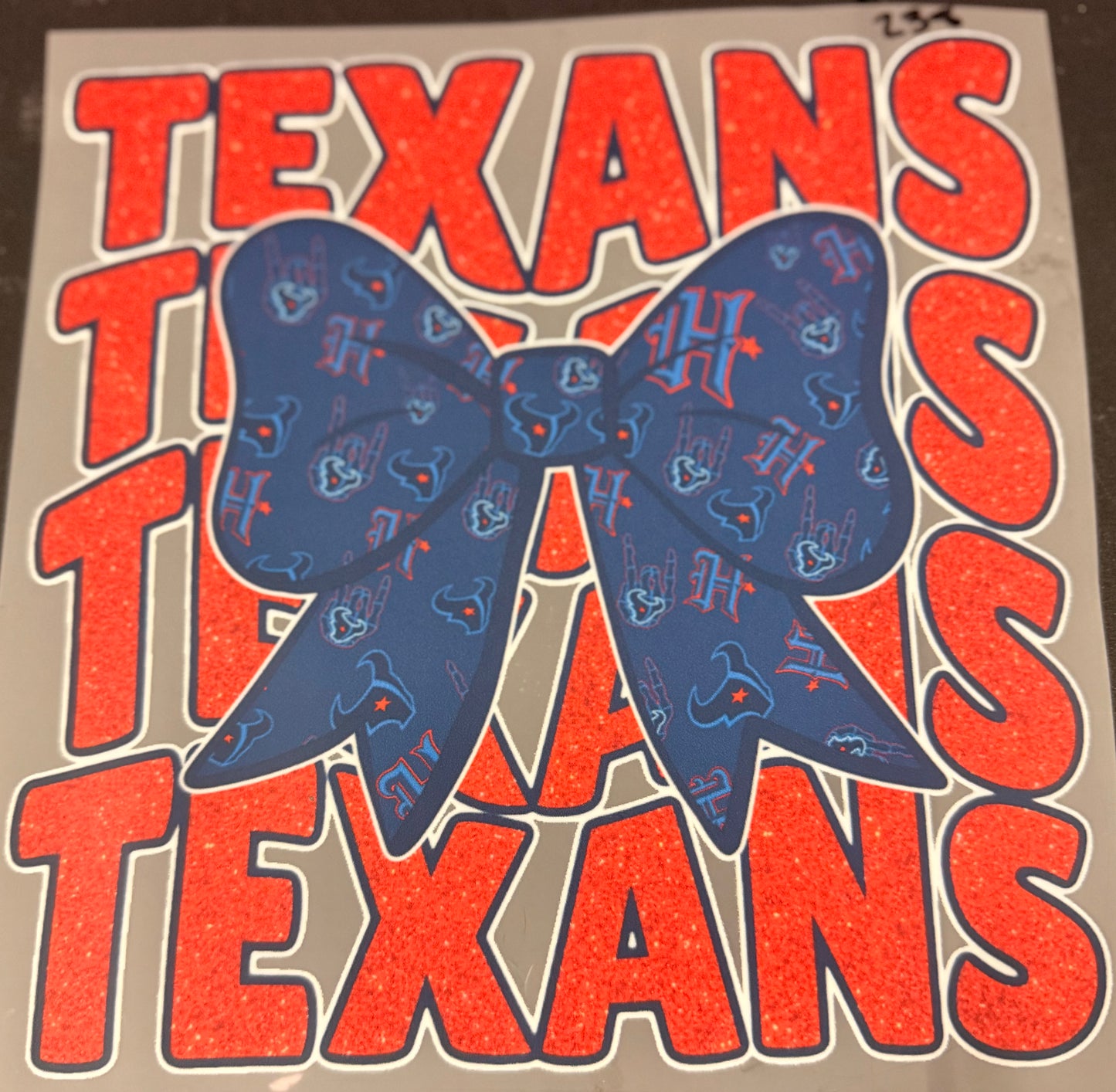 DESTASH - 238 - YOUTH - TEXANS GLITTER SCRIPT/TEXANS BOW