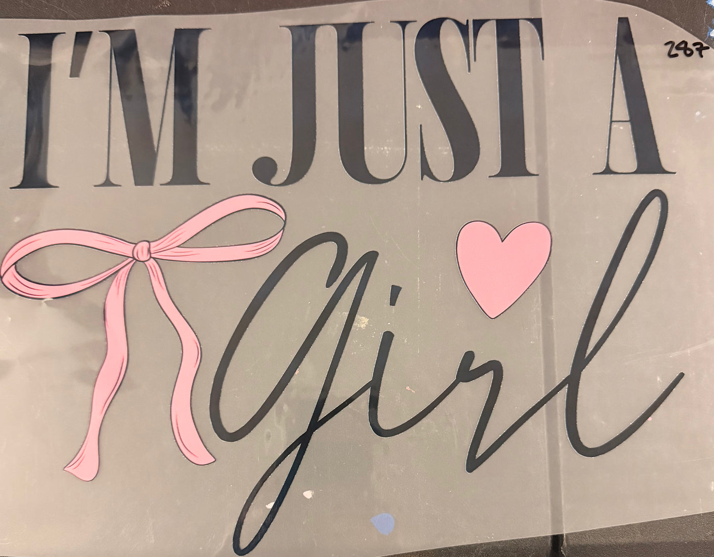 DESTASH - 287 - I'M JUST A GIRL/PINK BOW/DAINTY