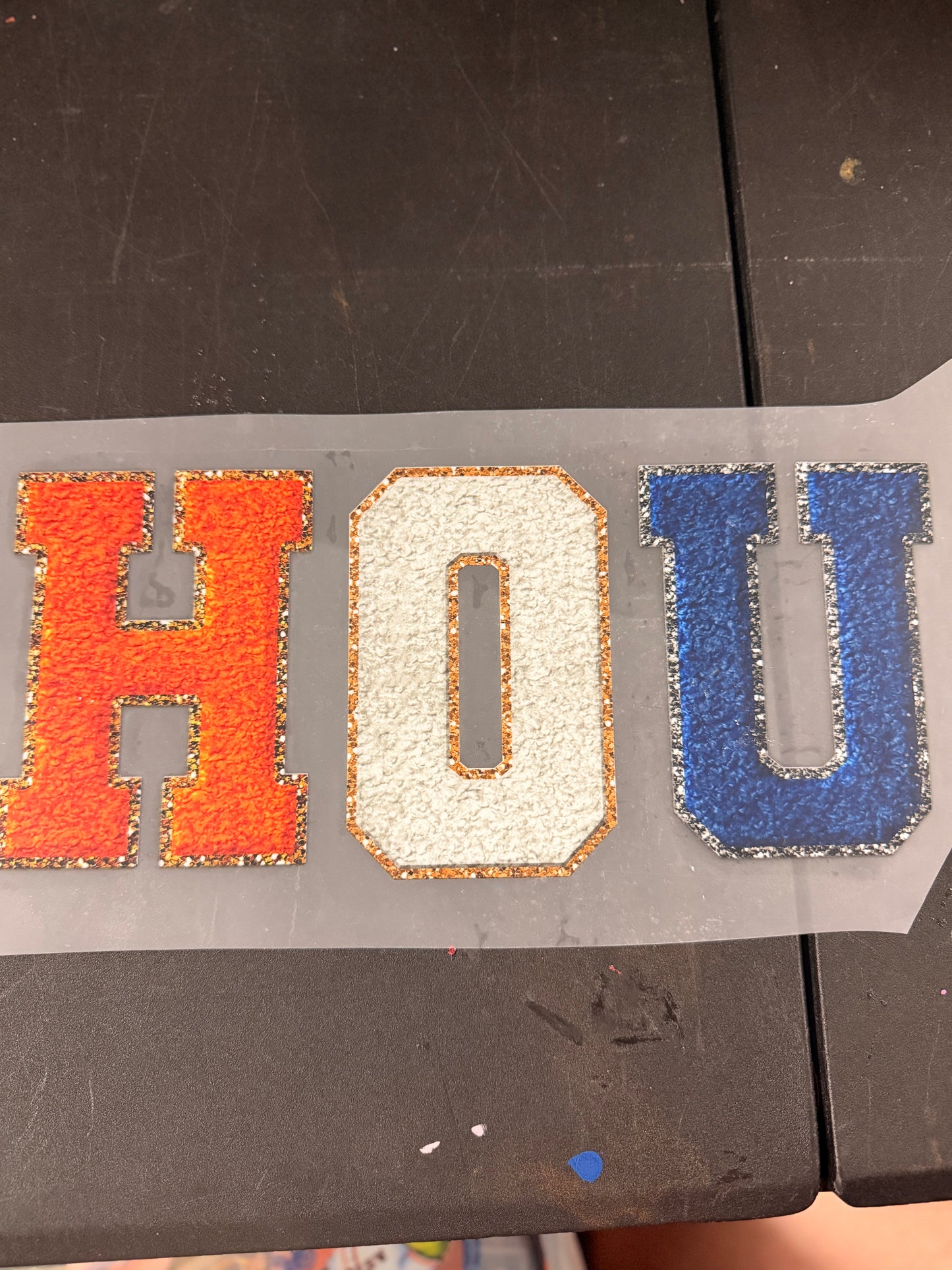 DESTASH - HOU/GLITTER BORDER/ORANGE,WHITE,AND BLUE - 082