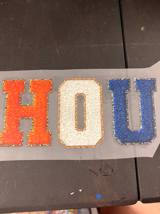 DESTASH - HOU/GLITTER BORDER/ORANGE,WHITE,AND BLUE - 082