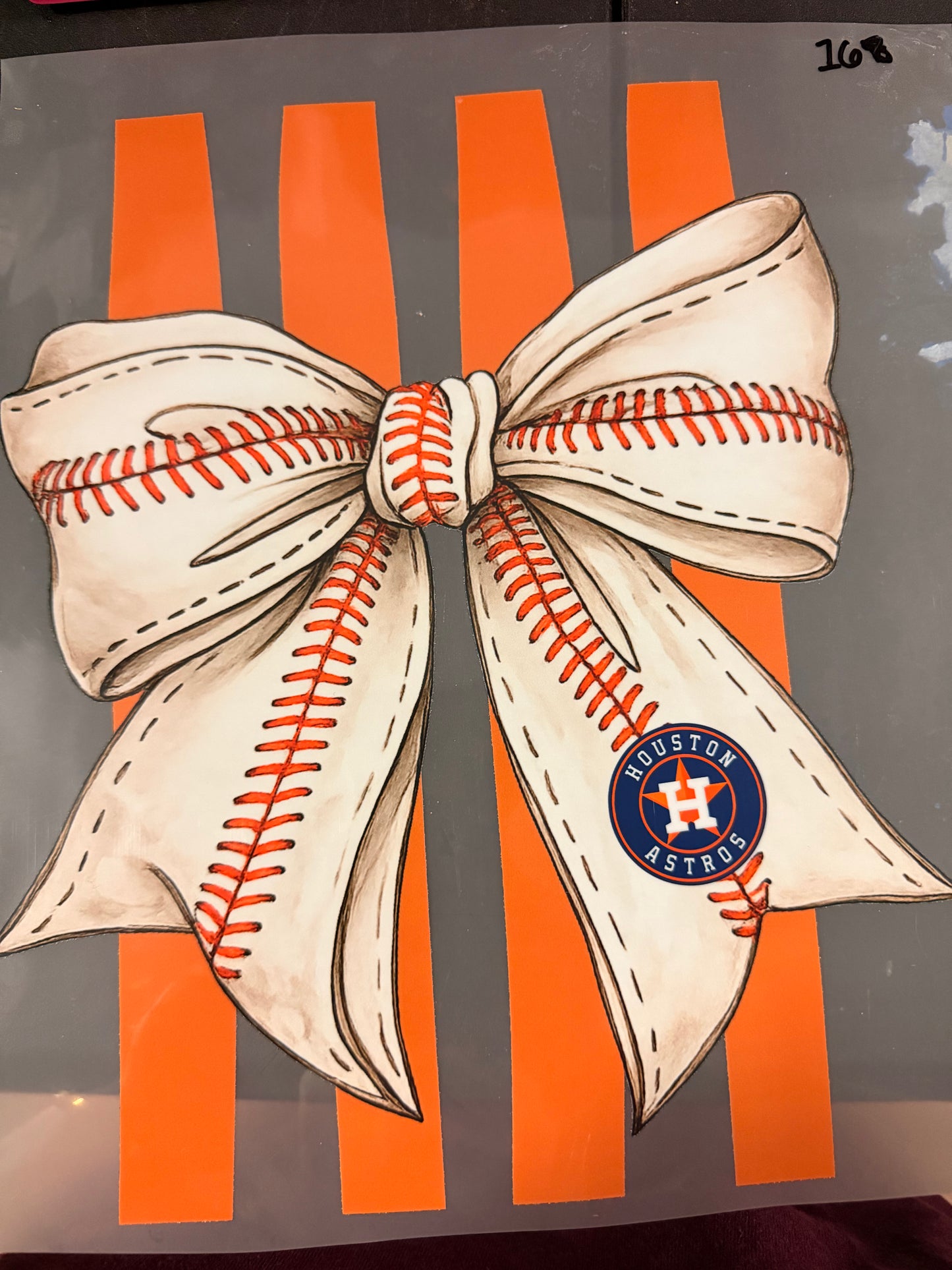 DESTASH - ASTROS/ORANGE STRIPES/BASEBALL BOW - YOUTH - 168