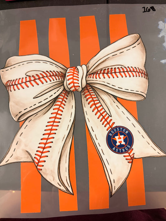 DESTASH - ASTROS/ORANGE STRIPES/BASEBALL BOW - YOUTH - 168
