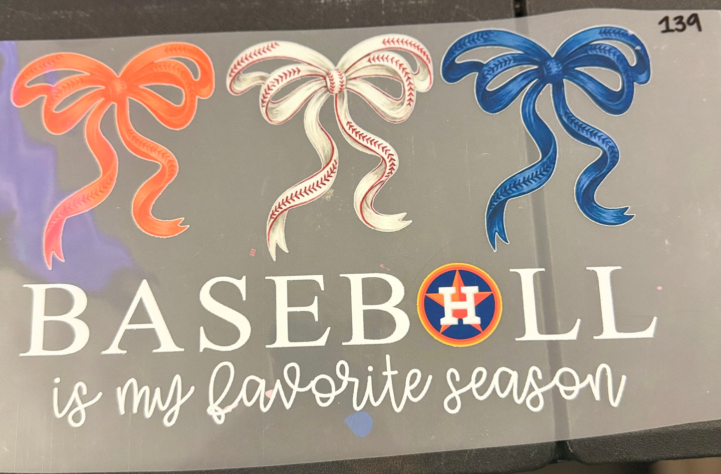 DESTASH - BASEBALL IS MY FAVORITE SEASON/ASTRO COLOR BOWS - YOUTH - 139