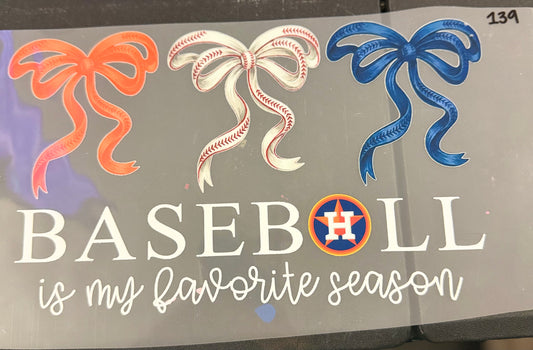 DESTASH - BASEBALL IS MY FAVORITE SEASON/ASTRO COLOR BOWS - YOUTH - 139