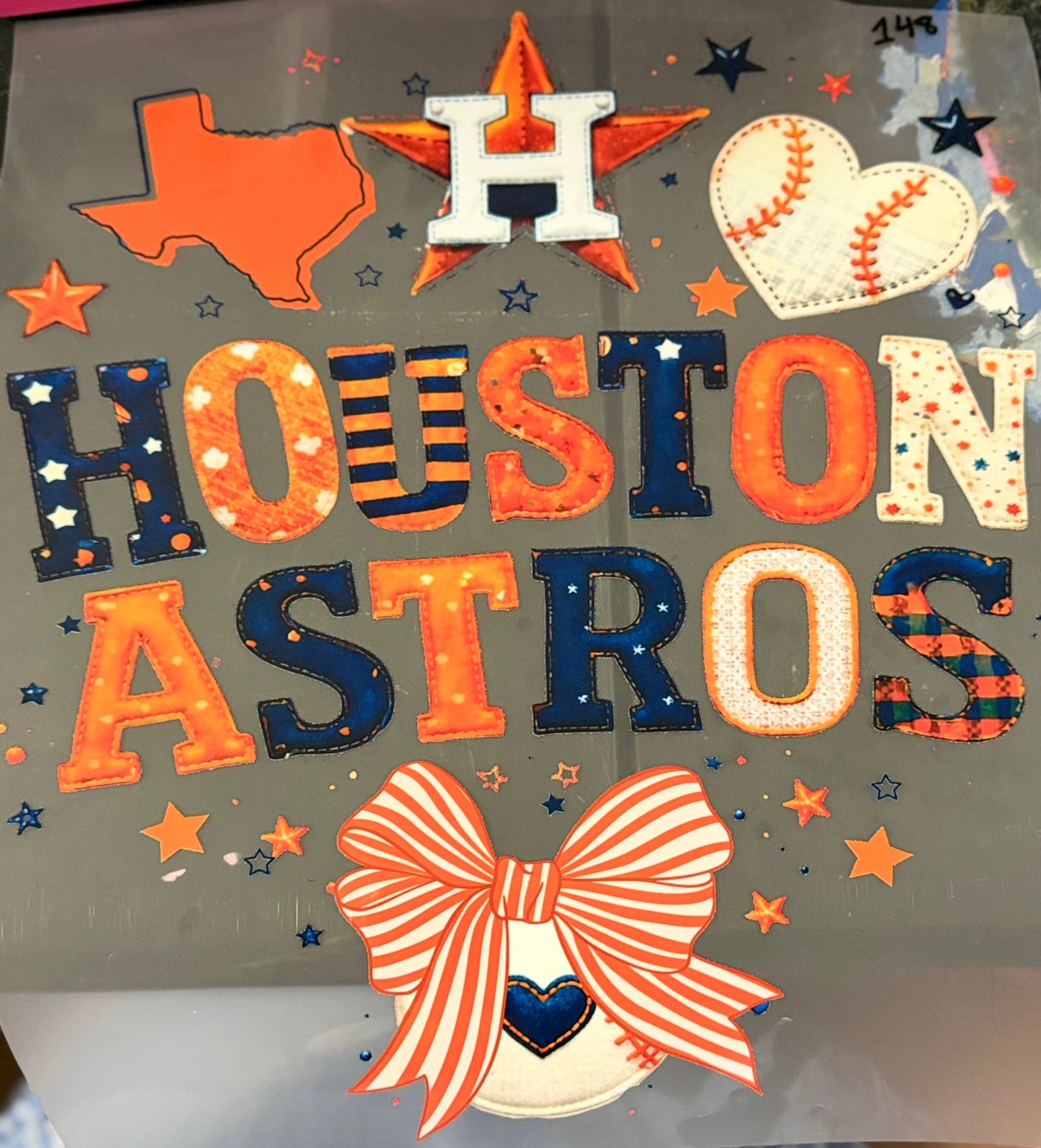 DESTASH - HOUSTON ASTROS PATCH SCRIPT/BASEBALL BOW - 148