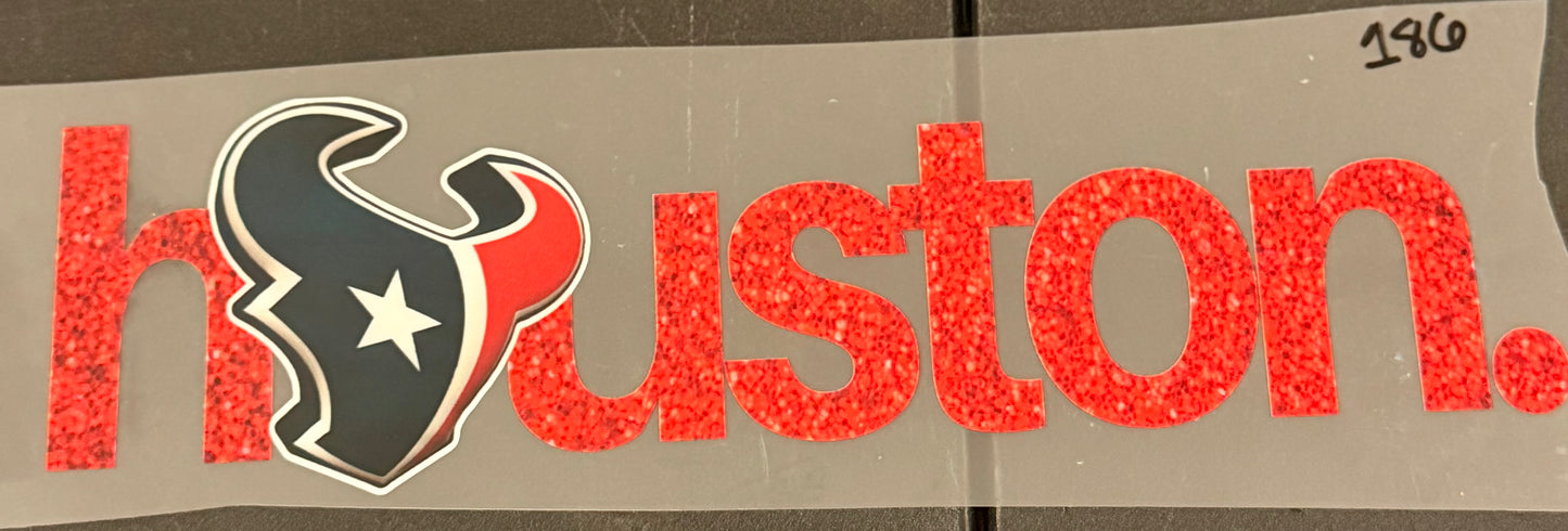 DESTASH - 186 - HOUSTON TEXANS RED GLITTER SCRIPT