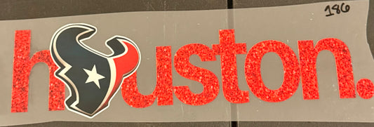 DESTASH - 186 - HOUSTON TEXANS RED GLITTER SCRIPT