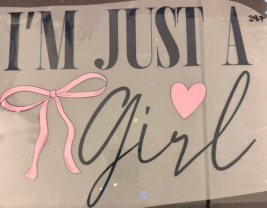 DESTASH - 287 - I'M JUST A GIRL/PINK BOW/DAINTY
