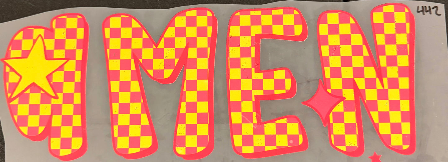 DESTASH - 442 - AMEN/YELLOW AND PINK CHECKERED